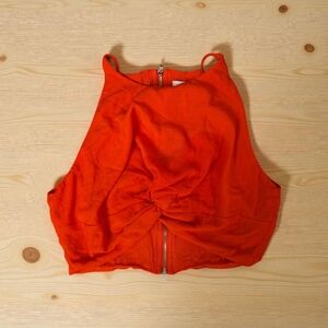 Lush Bright Orange Twist Crop Top Size M